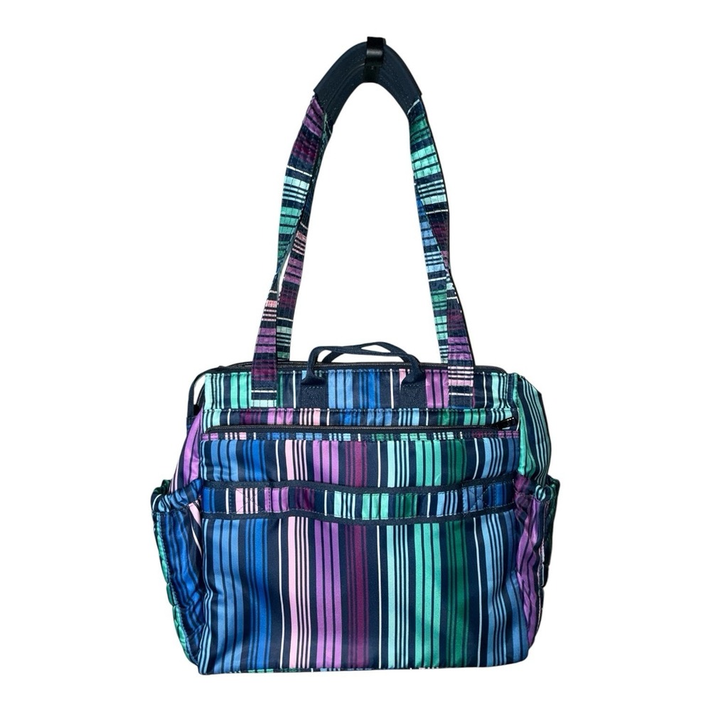 LUG Soprano Tote Bag Brushed Marina Love Stripe Multi RFID Organizer Top Handles